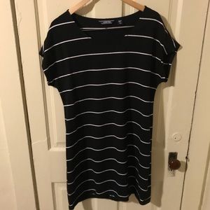 Land’s End Black Striped T-Shirt Dress